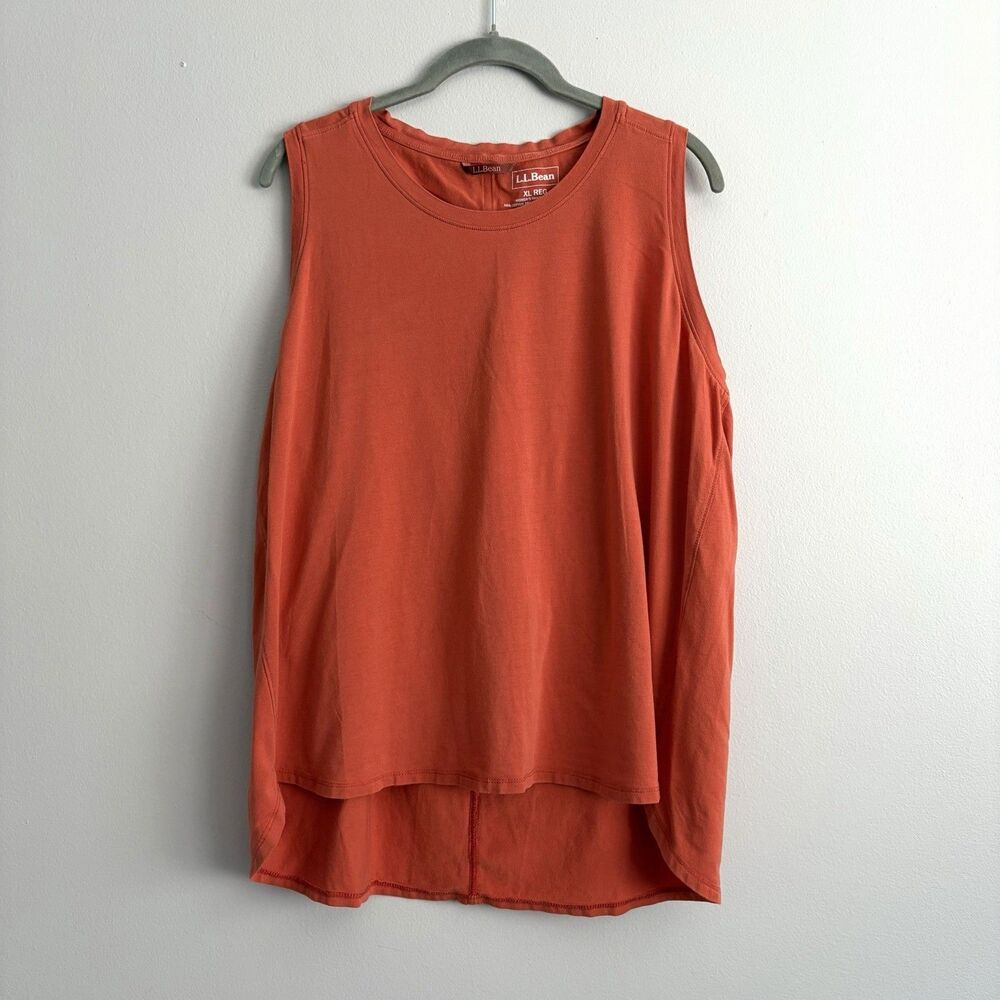 LL Bean Orange Tank Top Womens Size XL Open Back Sleeveless Shirt Summer Basic